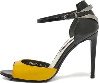 Ralph Lauren Sandali in pelle verniciata con cinturino alla caviglia - Giallo