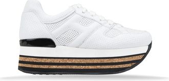 Hogan Leren Sneakers met Su&egrave;de Hiel - Dames - Sneakers - Wit - 35 EU - Su&egrave;de - Schoenen