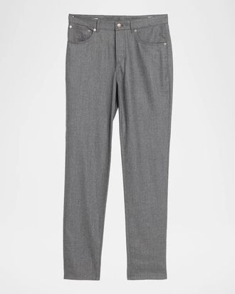 Brunello Cucinelli Men & apos;s Flannel Tapered Leg Five-Pocket Pants