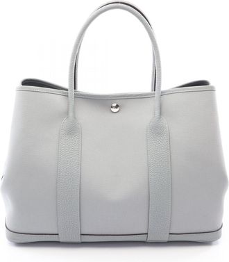 Herm&egrave;s Gray Canvas Negonda Leather Leather Toile Officier Handbag Tote Bag (Pre-Owned)
