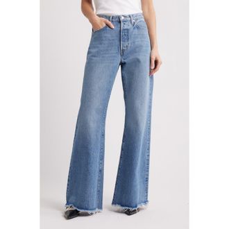 Frame Denim The Lax Frayed High Waist Flare Jeans in Alderton Raw Fray at Nordstrom Rack, Size 33