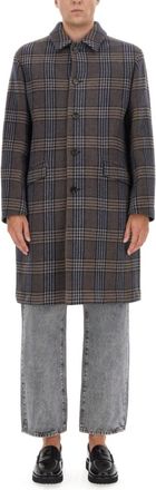 Etro Brown Plaid Wool Coat