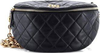 Chanel Jeweled CC Waist Bag Quilted Lambskin with Faux Pearls belt bag - women - Calf Leather - One Size - Black