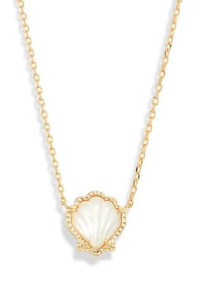 Kendra Scott Brynne Shell Pendant Necklace in Gold Ivory Mother Of Pearl at Nordstrom