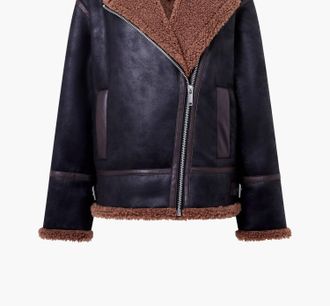 French Connection Womens Suedette Zip Up Jacket In Brown