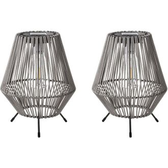 Beliani Set da 2 lanterne solari da esterno a basso consumo energetico LED autoportanti in materiale sintetico grigio Vungu