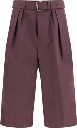Dries Van Noten Shorts in Cotone Popeline con Cintura - - Shorts - Uomo - Viola - M
