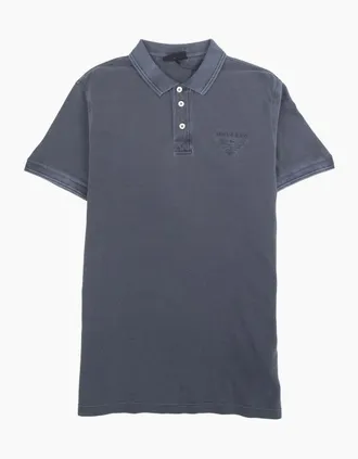 Armani Jeans Mens Armani Jeans Eagle Logo Garment Dyed Polo Shirt Dark Grey - Size: 38