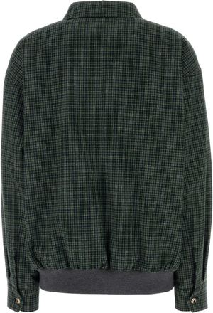 Miu Miu Womens Checked Cotton Jacket Green