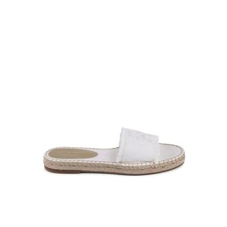 Tommy Hilfiger Sliders, female, White, Size: 12 US White Canvas Espadrille Slides