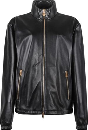 Versace Plong&eacute; Leather Jacket - Heren - Leren en Su&egrave;de Jassen - Zwart - XL - Katoen - Jassen
