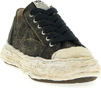 Miharayasuhiro Mens Black Cowhide Low Top Sneakers