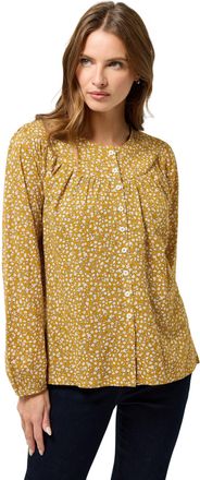 M&Co Womens Yellow Floral Button Down Blouse - Womens
