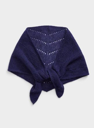 Simons Womens Openwork knit alpaca triangle scarf Exclusive collection from Italy
