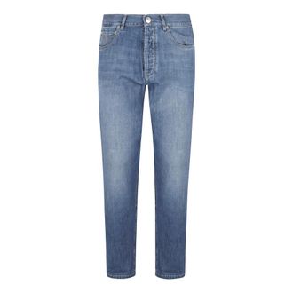 Brunello Cucinelli Brunello Cucinelli, Slim-fit Jeans, male, Blue, Size: L Iconic Fit Five-Pocket Trousers