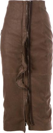 Haider Ackermann ruffle maxi skirt - Marrone