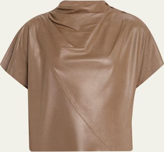 TWP Leather Mock-Neck Tee