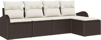 vidaXL Garden Sofa Set with Cushion 5 pcs Brown Poly rattan Vidaxl
