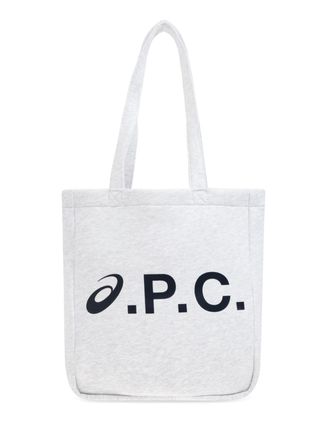 A.P.C. Grey Lou Logo Cotton Tote Bag