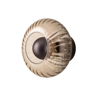 Industville Chelsea Smoked Ribbed Glass Round Diffuser Wall Light in Light Grey | Size: Medium