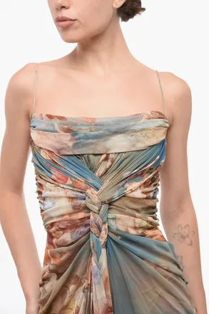 Balmain Maxi Patterned Draped Tulle Dress Balmain