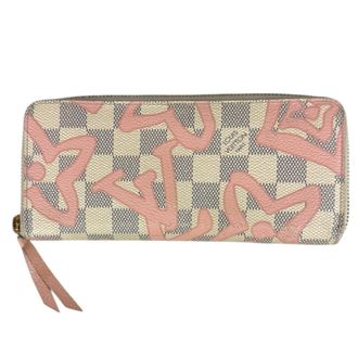 Louis Vuitton Pink White Damier Azur Long Wallet (Bi-Fold) (Pre-Owned)