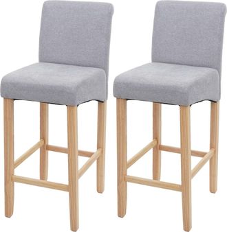 Hhg Hhg - Nunca Usado] Lote De 2 Taburetes De Bar 717, Taburete De Bar Taburete De Mostrador, Madera, Gris Claro, Patas Claras, Tela/textil