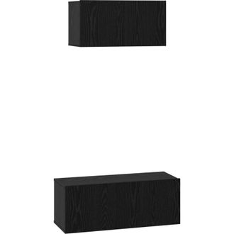 vidaXL Vidaxl - tv Cabinet Wall-mounted Other with Storage with Door 2 pcs Black oak 80 x 30 x 30 cm