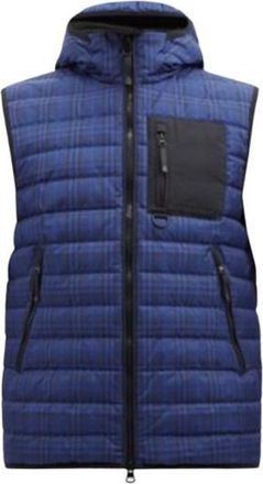 Burberry Blue Check Nylon Hooded Puffer Gilet Size XL