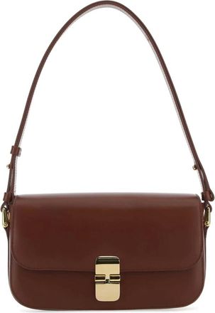 A.P.C. A.p.c., Tassen, Dames, Bruin, ONE Size, Leer, Grace Crossbody Tas van Bruin Leer