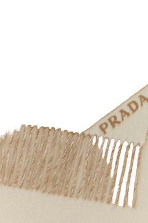 Prada Womens Camel Cashmere Scarf Cammello+talco Exterior: Sciarpe E Foulard Scarfs