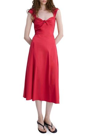 Mango Open Back Cotton Blend Midi Dress in Red at Nordstrom, Size 10
