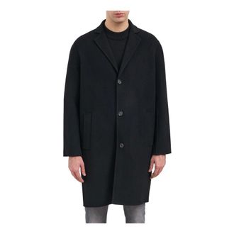 Paolo Pecora Single-Breasted Coats, male, Black, L, Single-Breasted Coats
