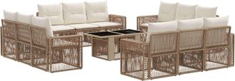 vidaXL Conjunto De Sof&aacute;s De Jard&iacute;n 13 Uds. Beige Y Blanco Crema Vidaxl