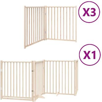 vidaXL Puerta Para Perros Plegable 10 Paneles Madera De &Aacute;lamo 800 Cm Vidaxl