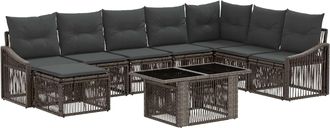 vidaXL Conjunto De Sof&aacute;s De Jard&iacute;n 9 Uds. Gris Y Gris Oscuro Vidaxl
