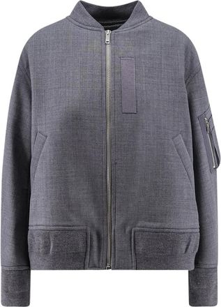 Semicouture Bomberjack - Dames - Bomber jackets - Grijs - S - Wol - Jassen