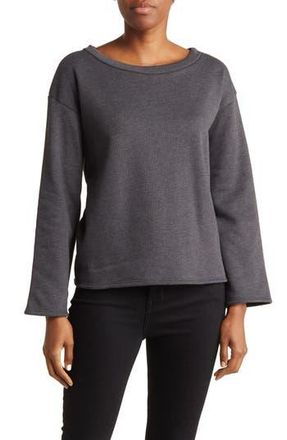 Go Couture Spring Crewneck Long Sleeve Sweater in Charcoal at Nordstrom Rack, Size X-Large