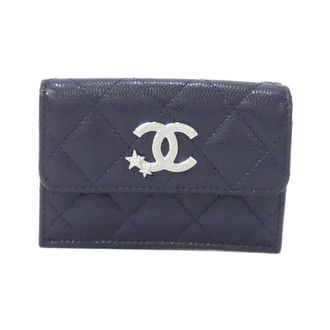Chanel Navy Grained Calfskin Wallet (Tri-Fold) (Pre-Owned)