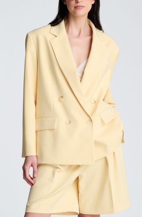Kenneth Cole Oversize Double Breasted Jacket in Pastel Yellow at Nordstrom, Size X-Small