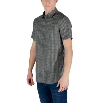 A|X Armani Exchange Geometric-Patterned Cotton Shirt - Black