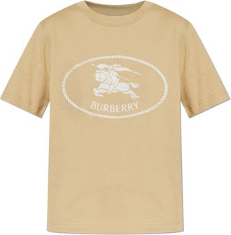 Burberry Tops, Dames, Beige, 2Xs, Katoen, T-shirt met logo