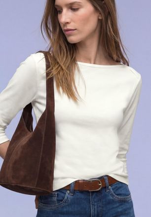 Street One 3/4-Arm-Shirt STREET ONE, Damen, Gr. 36, sanftes wei&szlig;, Jersey, Obermaterial: 96% Baumwolle, 4% Elasthan, unifarben, normal h&uuml;ftbedeckend, U-Boot-Aussc