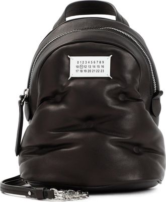 Maison Margiela Black Leather Glam Slam Backpack-Donna