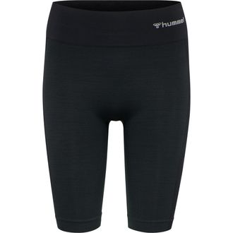 Hummel Trainingsshorts HUMMEL HMLCLEA SEAMLESS CYCLING SHORTS, Damen, Gr. XL (42), N-Gr, schwarz melange, Obermaterial: 57% Polyamid, 30% Polyester, 13% Elas