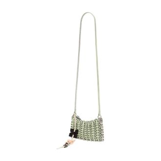 Paco Rabanne Womens Studded Calfskin Crossbody Bag Green