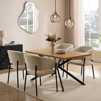 VonHaus Abel Rectangular 6 Seater Wood Effect Dining Room Table in Natural