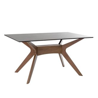 Koketto Home Mesa de comedor 140 tapa porcelanico gris y patas nogal