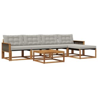 vidaXL Conjunto De Sof&aacute;s De Exterior 6 Pcs Natural Y Gris Claro Vidaxl