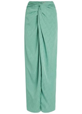 Blaz&eacute; Milano Konik Twist Silk Maxi Skirt - Teal - 2 (UK10 / S)